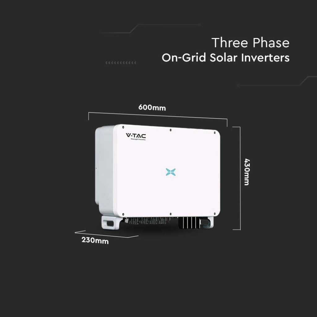 V-TAC Inverter Fotovoltaico di Rete On-Grid INVT XG Series Trifase 50kW, Quadruplo MPPT, CEI 0-21, Garanzia 10 Anni IP66