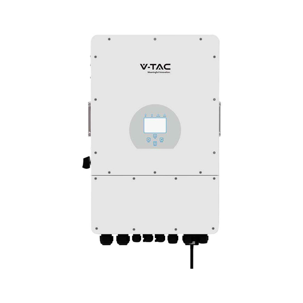 V-TAC Inverter Fotovoltaico Deye Trifase Ibrido On-Grid/Off-Grid 12kW, Doppio MPPT, CEI 0-21, Schermo LCD Touch, WiFi e TA Inclusi, Garanzia 10 Anni IP65