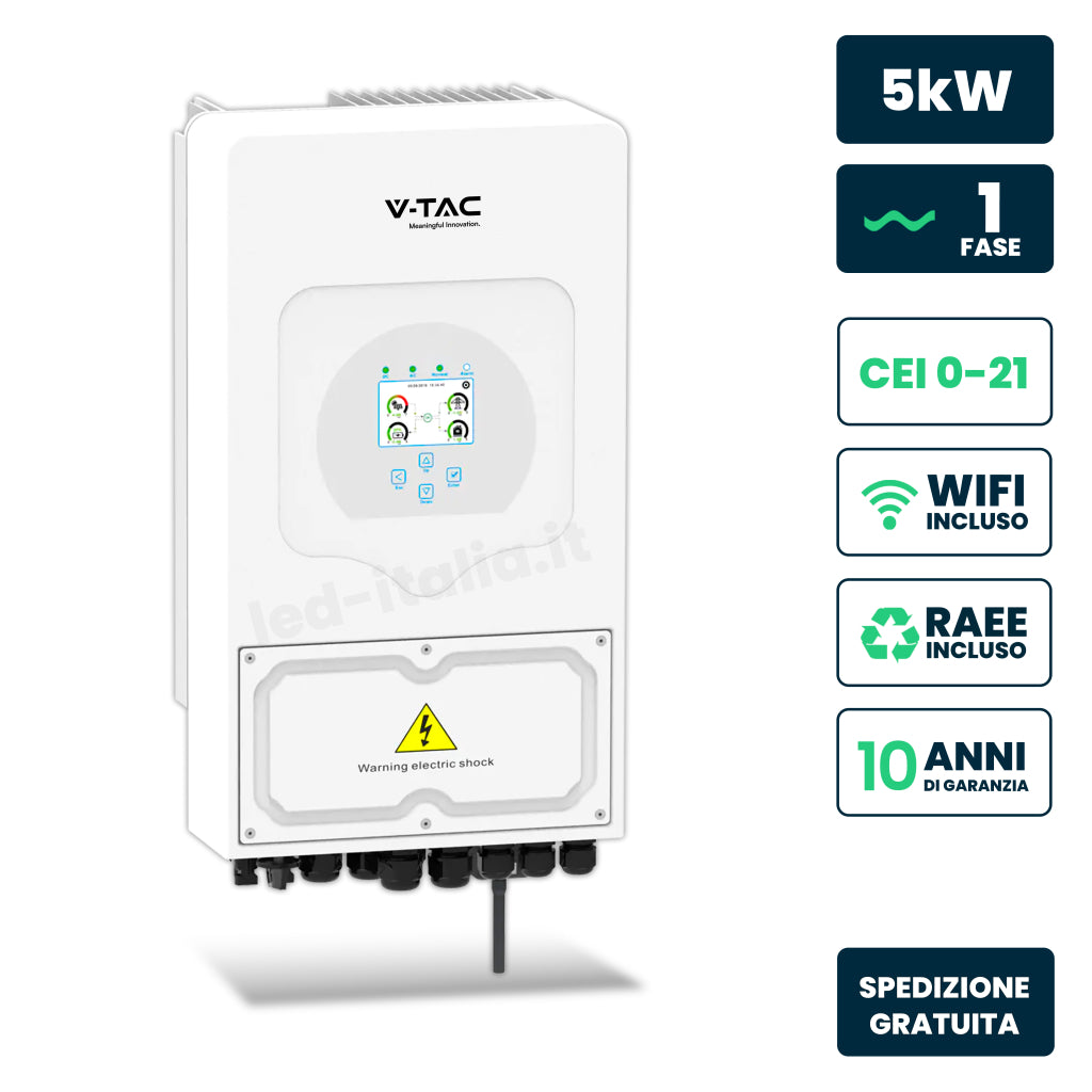 V-TAC Inverter Fotovoltaico Deye Monofase Ibrido On-Grid/Off-Grid 5kW WIFI