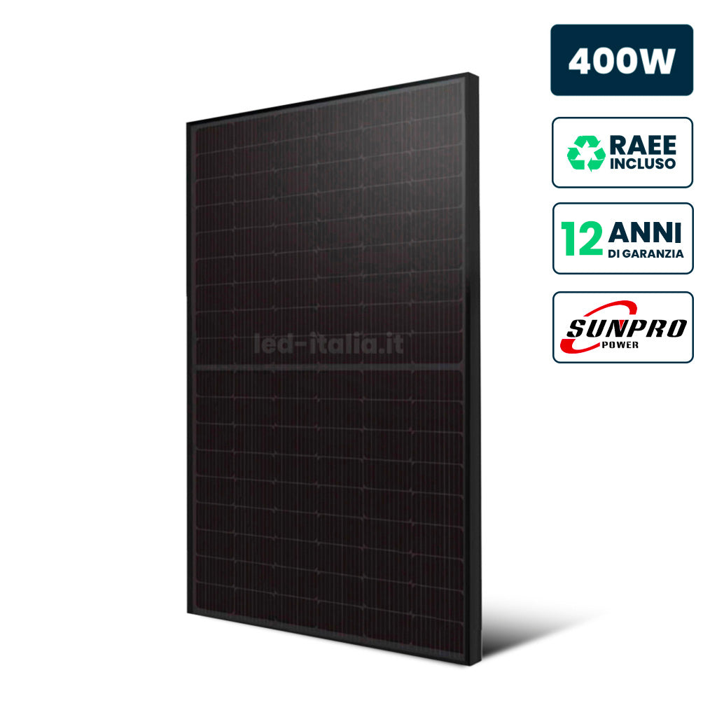 V-TAC Photovoltaic Solar Panel Module 400W TIER-1, Monocrystalline PERC, Full Black IP67/IP68 1722x1134x30mm