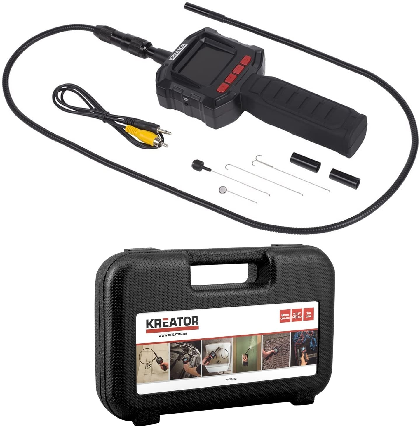 Telecamera Con Monitor Endoscopica 4 Led Cavo Sonda Flessibile Ispezione 9008