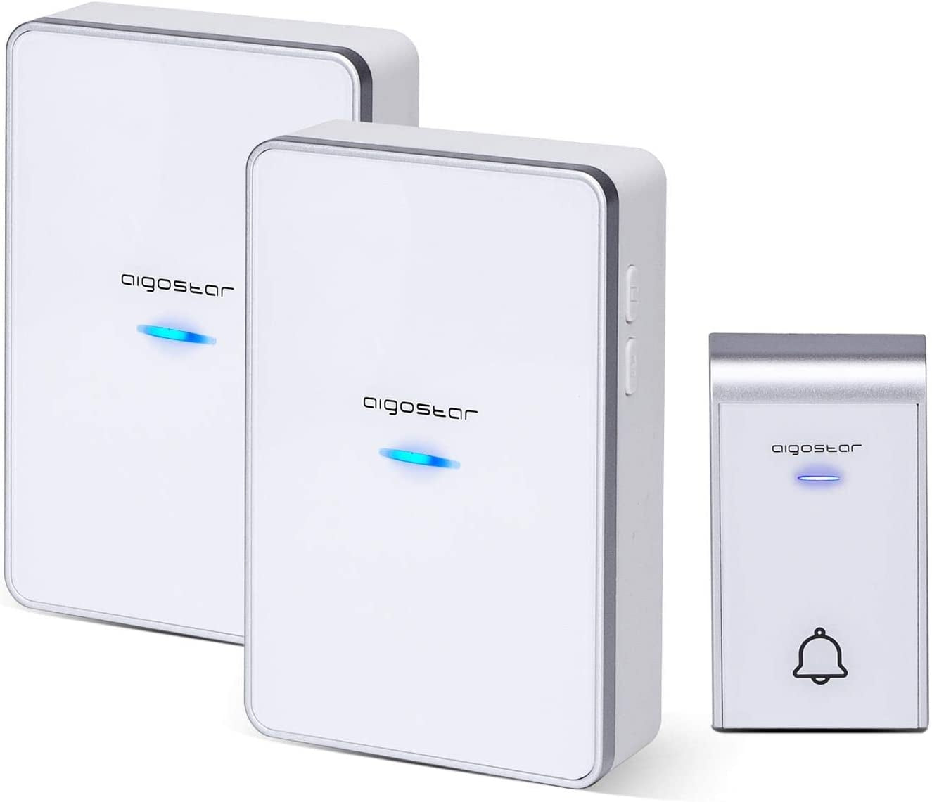 WIRELESS DIGITAL DOORBELL IP44 HOME OFFICE DOORS DOUBLE RECEIVER