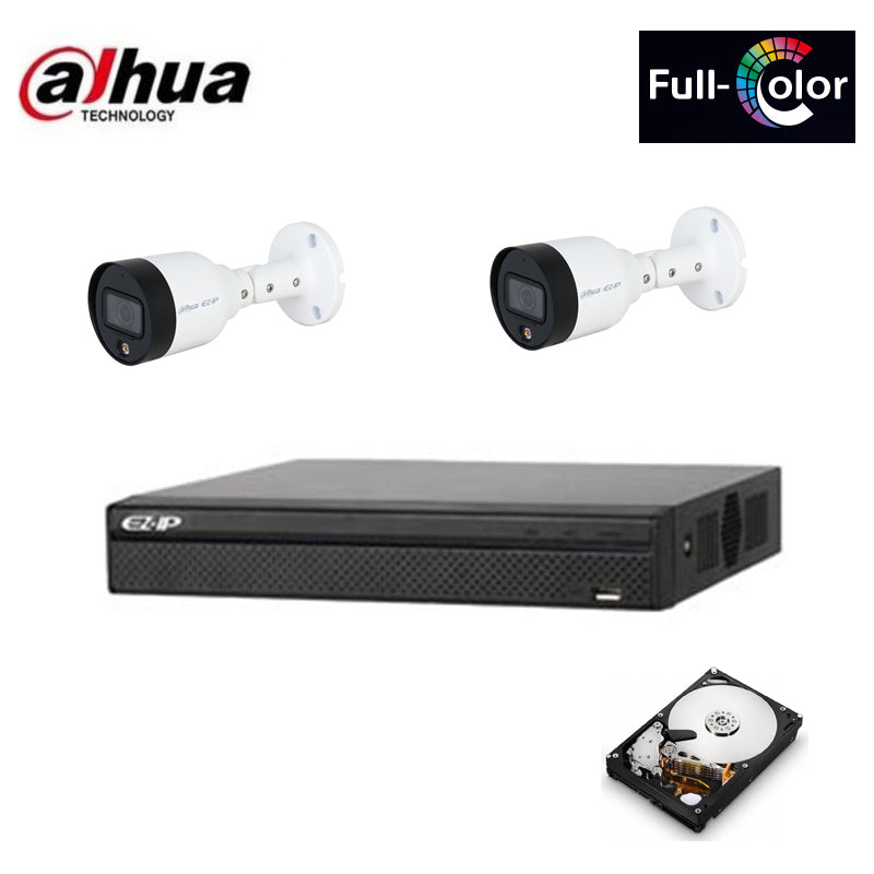 Kit Telecamere Dahua Poe Ip 2 Telecamere 2 Mpx Full Color Hd 2 Tb