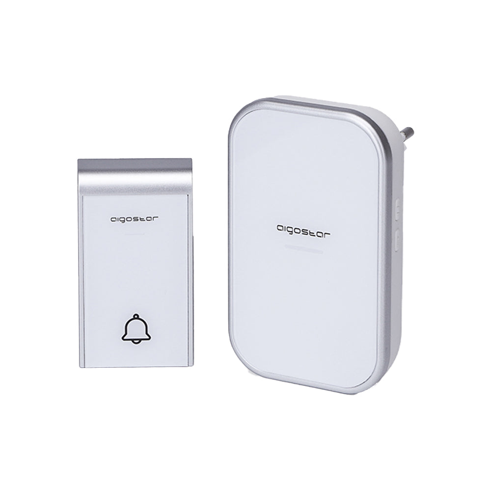 WIRELESS DIGITAL DOORBELL IP44 HOME OFFICE DOORS AIGOSTAR WHITE/SILVER 7933