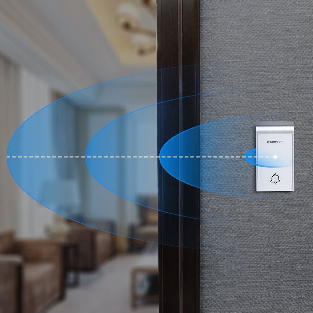WIRELESS DIGITAL DOORBELL IP44 HOME OFFICE DOORS AIGOSTAR WHITE/SILVER 7933