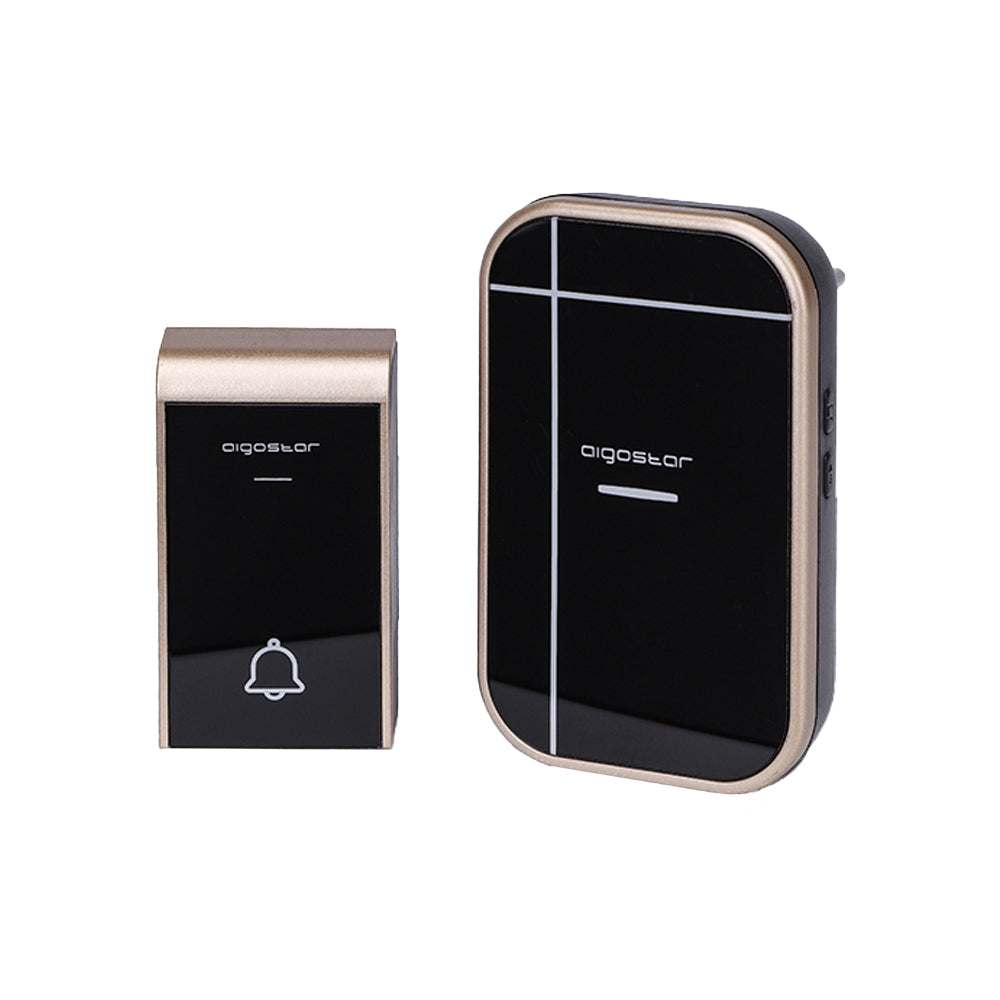WIRELESS DIGITAL DOORBELL IP44 HOME OFFICE DOORS AIGOSTAR BLACK/GOLD