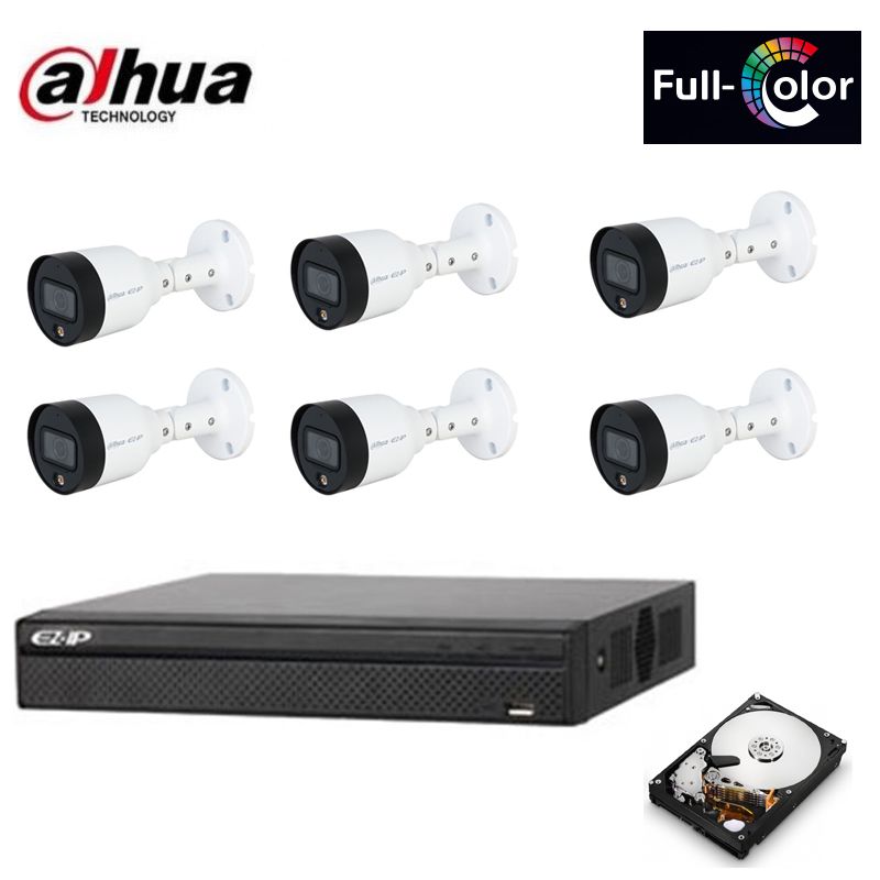 Kit Videosorveglianza Ip Poe 2 Mpx Dahua 6 Telecamere Full Color Hd 500Gb