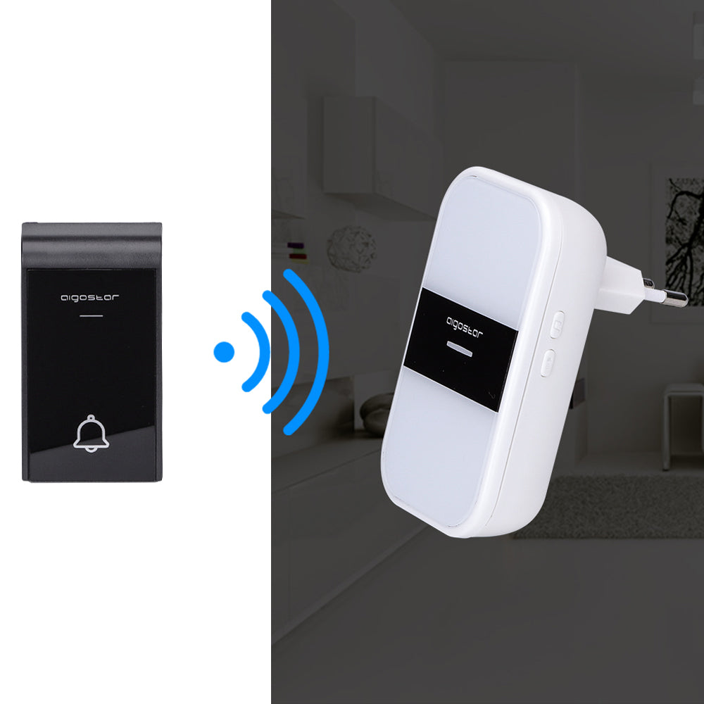 WIRELESS DIGITAL DOORBELL IP44 HOME OFFICE DOORS AIGOSTAR WHITE