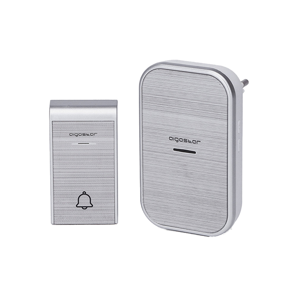 WIRELESS DIGITAL DOORBELL IP44 HOME OFFICE DOORS AIGOSTAR SILVER