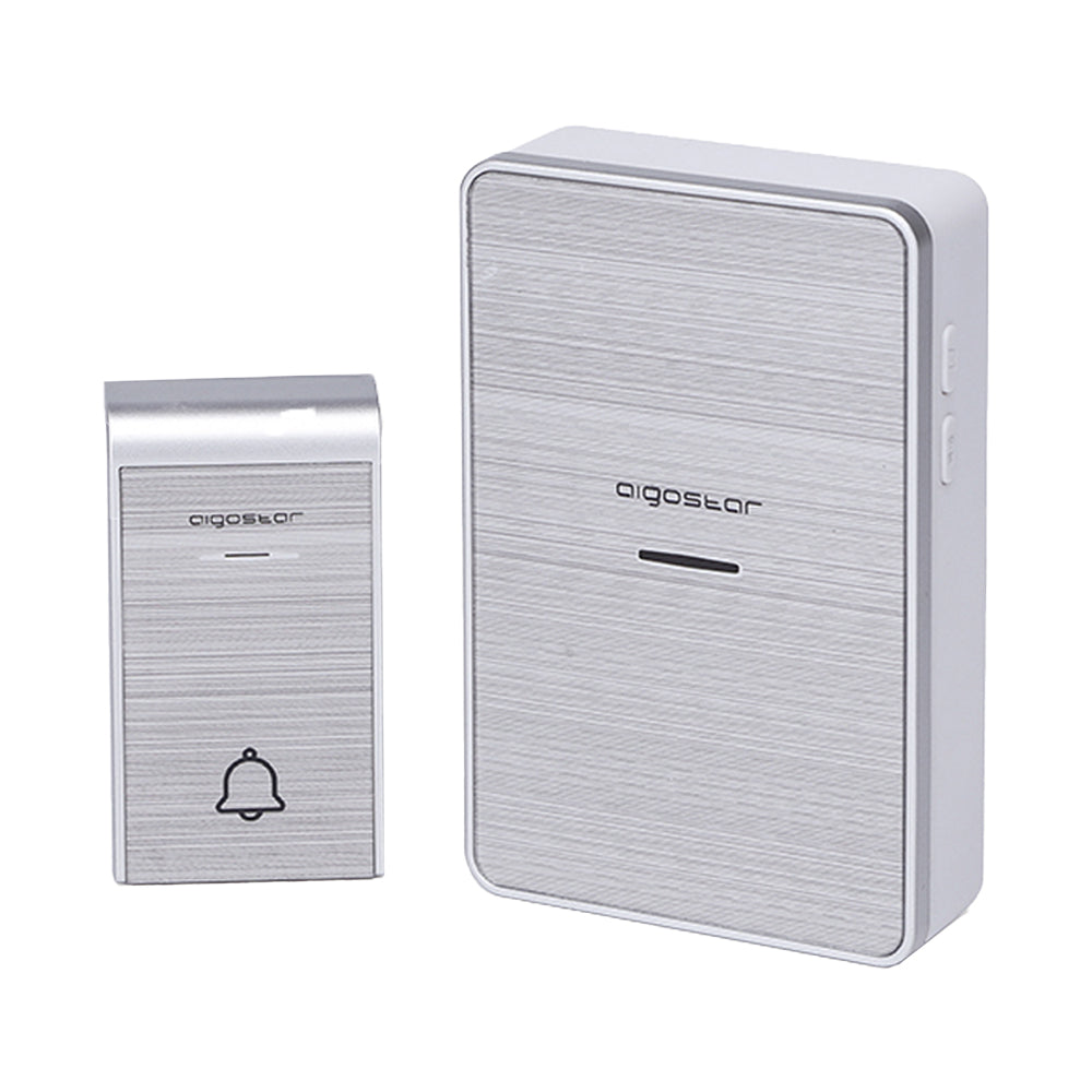 WIRELESS BATTERY DOORBELL WIRELESS DIGITAL IP44 HOME OFFICE DOORS DOOR 150M AIGOSTAR SILVER