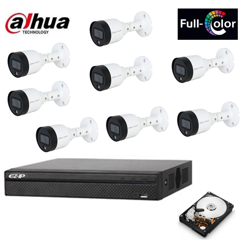 Kit Videosorveglianza Ip Poe 2 Mpx Dahua 8 Telecamere Full Color Hd 1 Tb