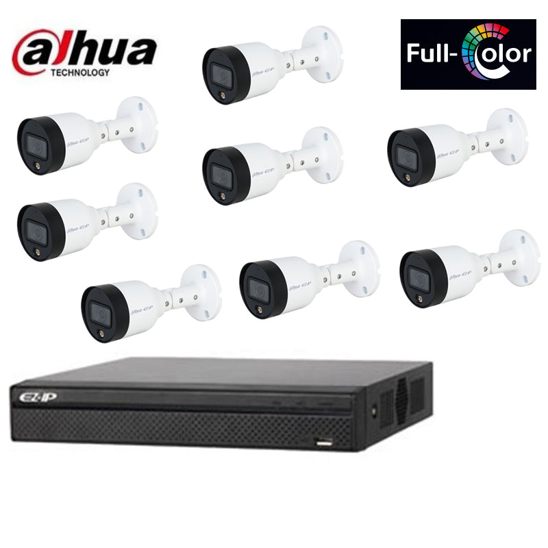 Kit Videosorveglianza Ip Poe 2 Mpx Dahua 8 Telecamere Full Color