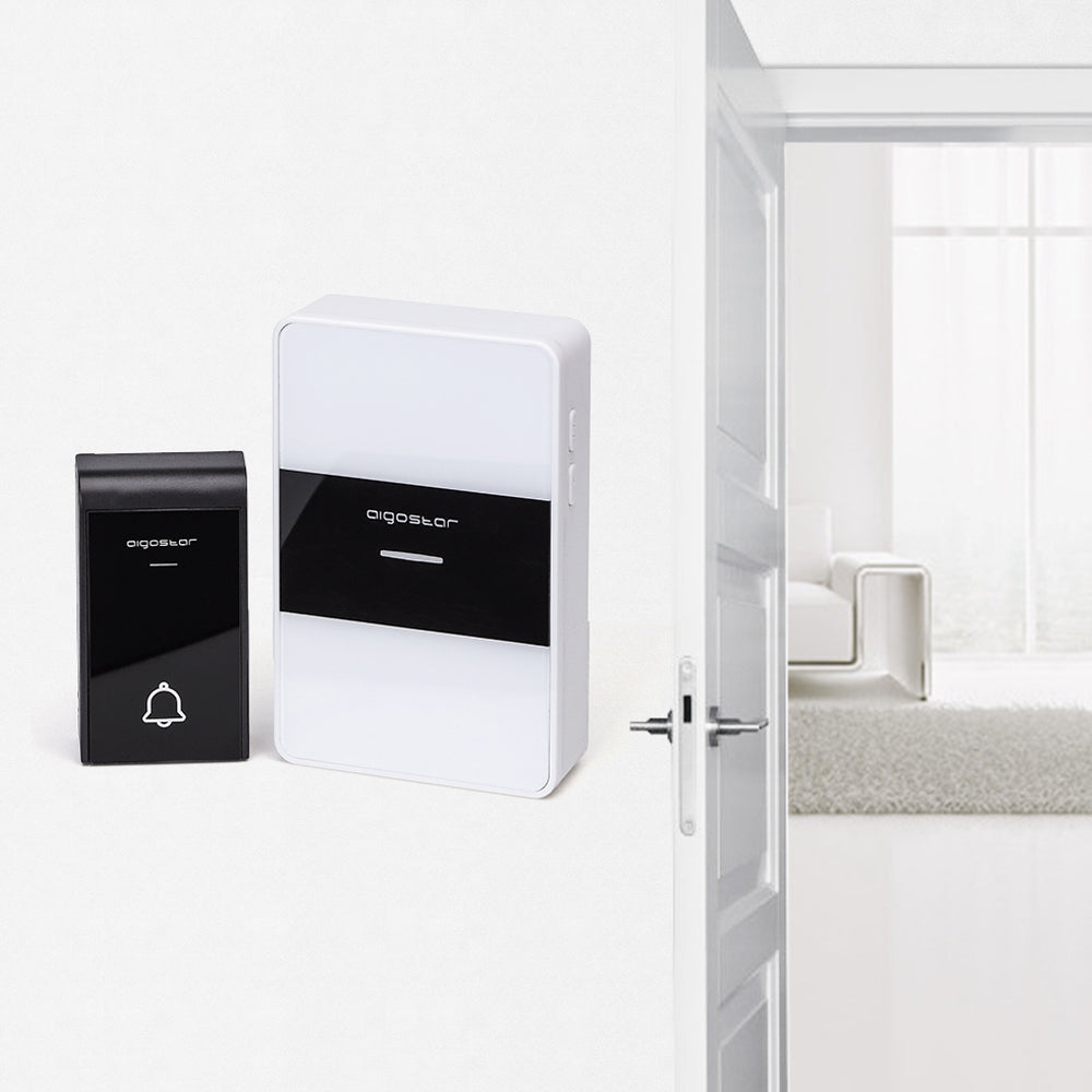 WIRELESS BATTERY DOORBELL WIRELESS DIGITAL IP44 HOME OFFICE DOORS DOOR 150M AIGOSTAR WHITE