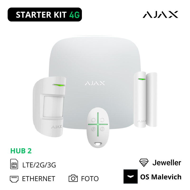 Kit Allarme Ajax Antifurto Wireless Senza Fili Wifi Aj-Starterkit-4G-W