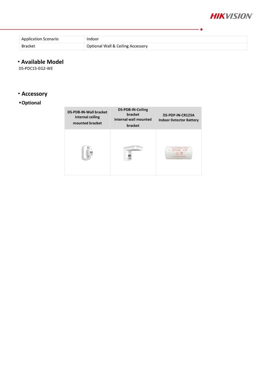 Hikvision Rilevatore Filare Pir Volumetrico Curtain Ds-Pdc15-Eg2