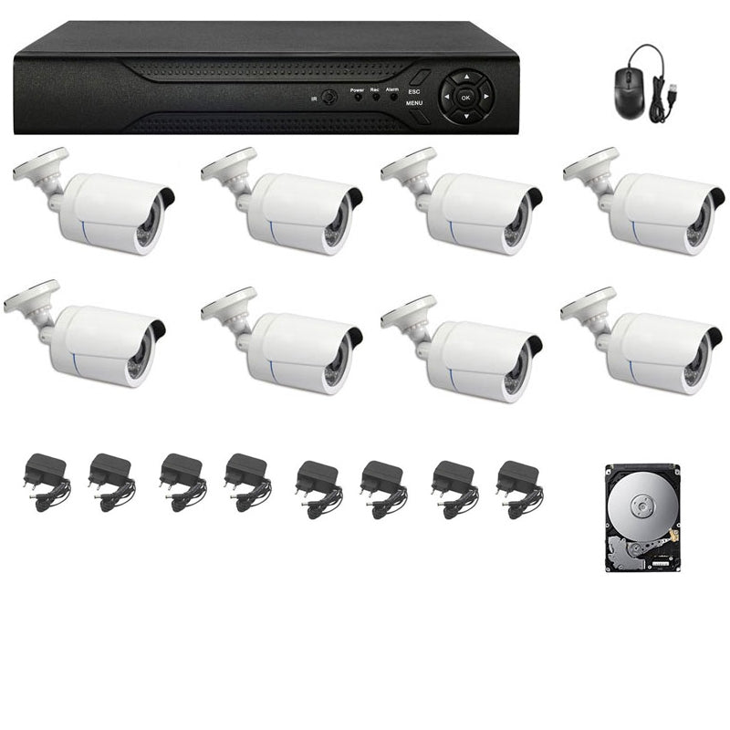Kit Telecamera Ip Cloud Dvr 8 Canali 8 Telecamere 5Mp Ahd Hd 500 Gb