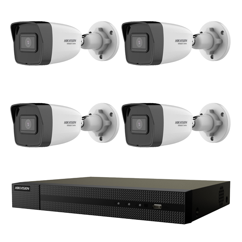 Kit Videosorveglianza Hikvision 4X Telecamere 2Mpx Nvr Hiwatch 4 Canali 4 Mpx