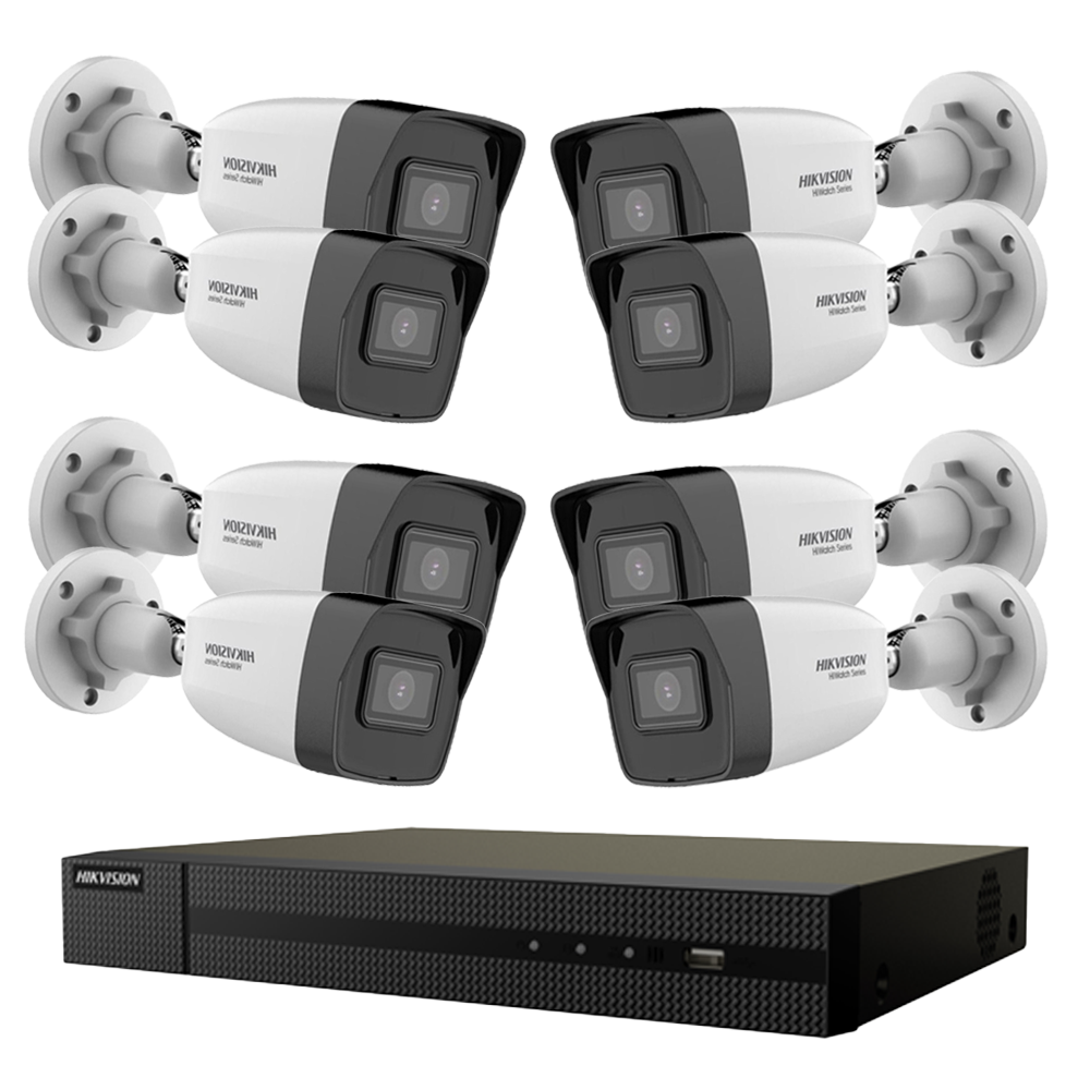 Kit Videosorveglianza Hikvision 8X Telecamere 2Mpx Nvr Hiwatch 4 Canali 4 Mpx