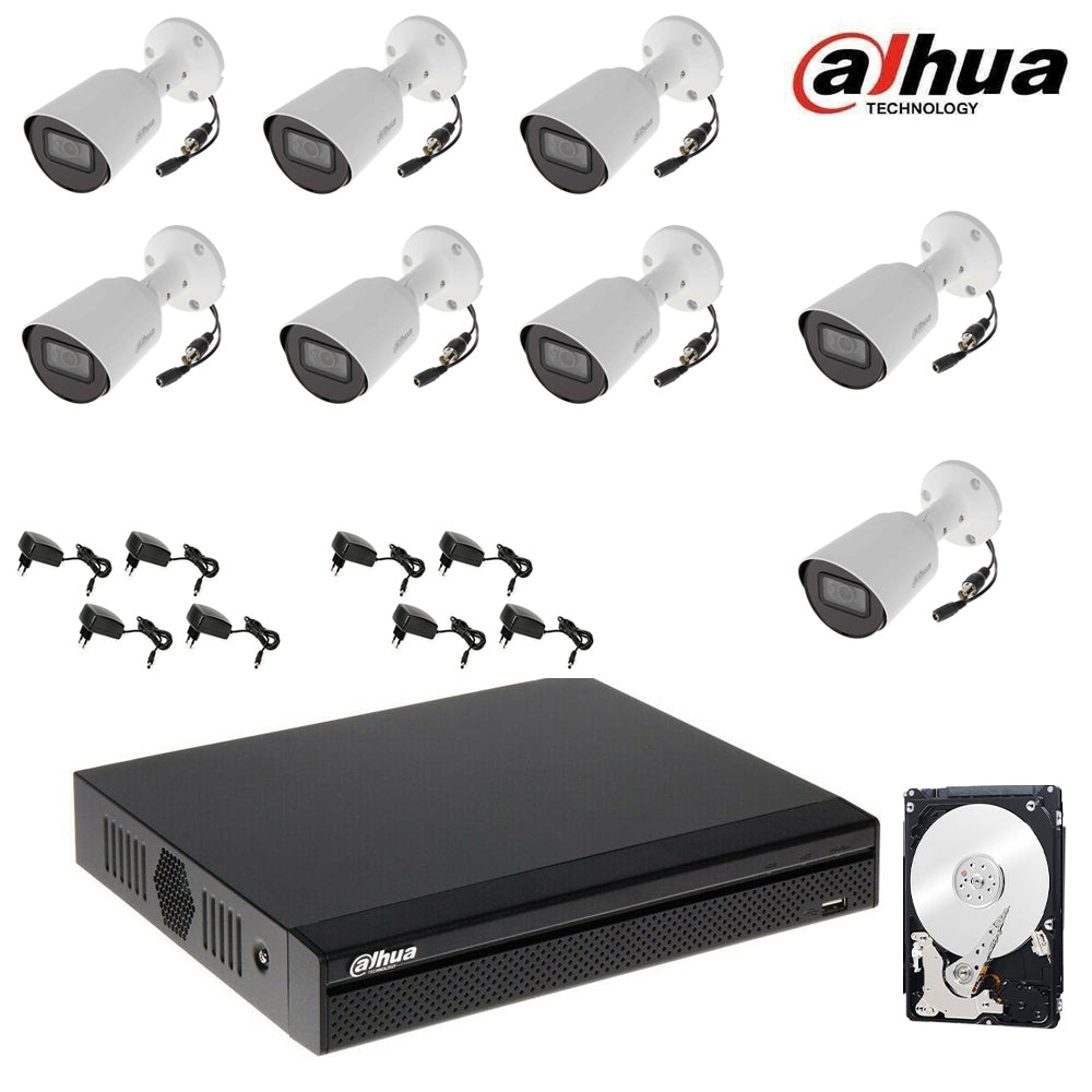Kit Telecamere Dahua Dvr 8 Canali 8 Telecamere 2 Mpx Hd 1 Tb
