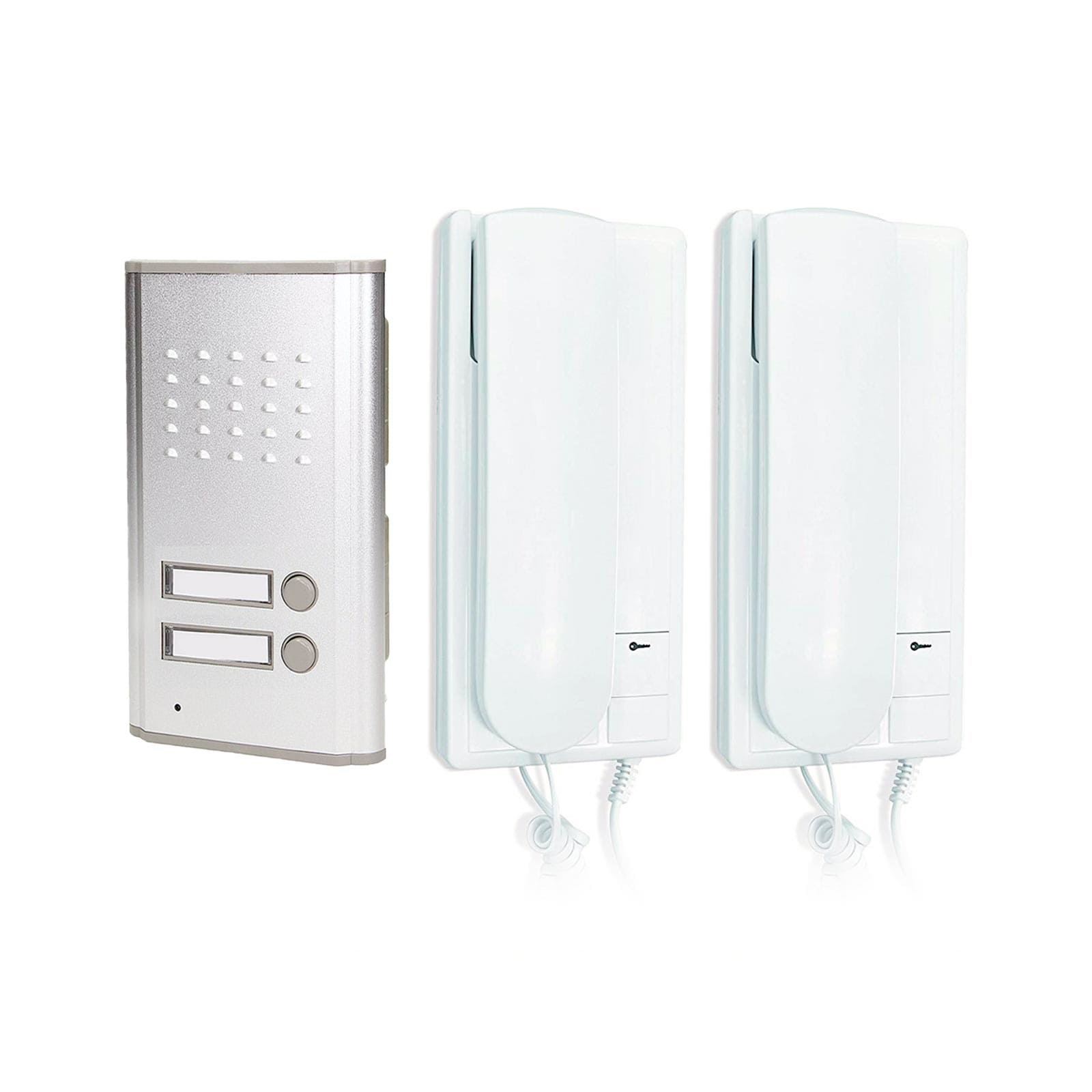 TWO-FAMILY EXTERNAL INTERCOM KIT WITH GATE OPENING BUTTON