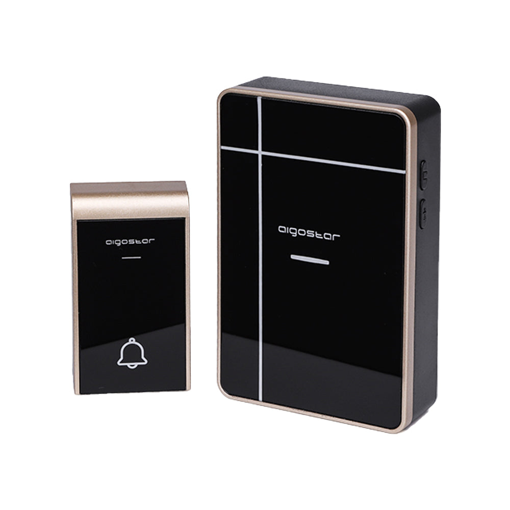 WIRELESS BATTERY DOORBELL WIRELESS DIGITAL IP44 HOME OFFICE DOORS DOOR 150M AIGOSTAR BLACK/GOLD 7988
