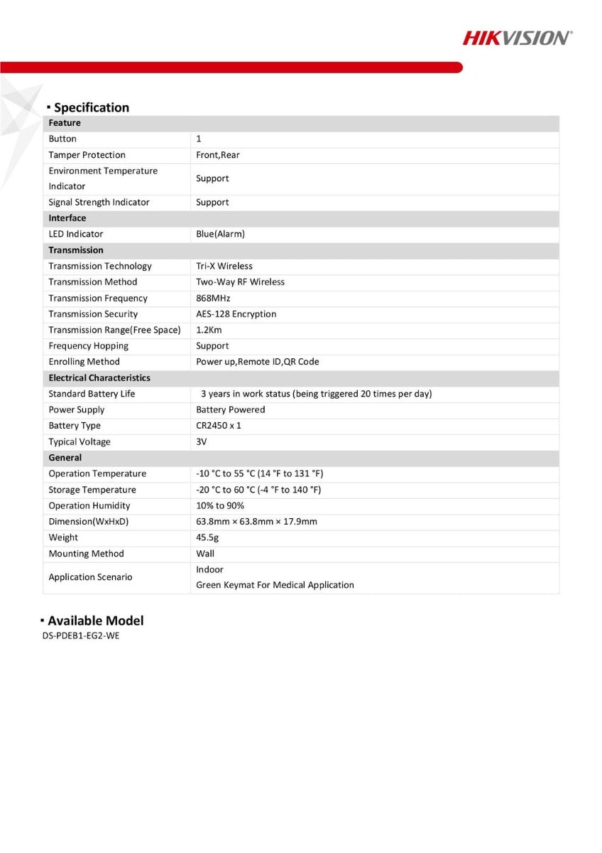 Pulsante Antipanico Di Emergenza Wireless Hikvision Ax Pro