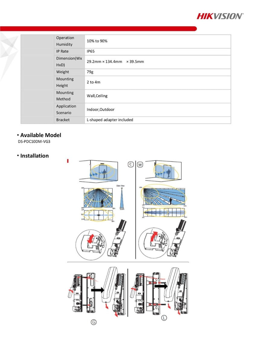 Hikvision Rilevatore Curtain Filare Doppia Tecnologia Antimask Ds-Pdc10Dm-Vg3