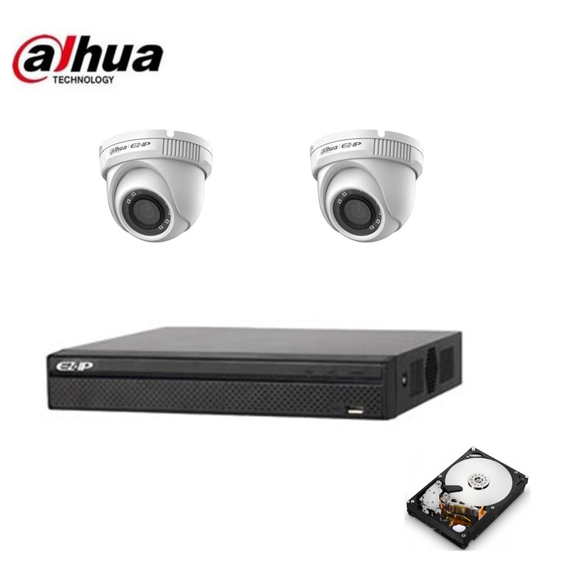 Kit Videosorveglianza Dome Poe Ip 2 Telecamere Dahua 2 Mpx Hd 2Tb