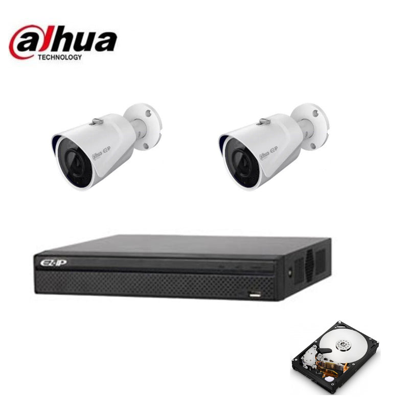 Kit Videosorveglianza Poe Ip 2 Telecamere Dahua 2 Mpx Hd 2 Tb