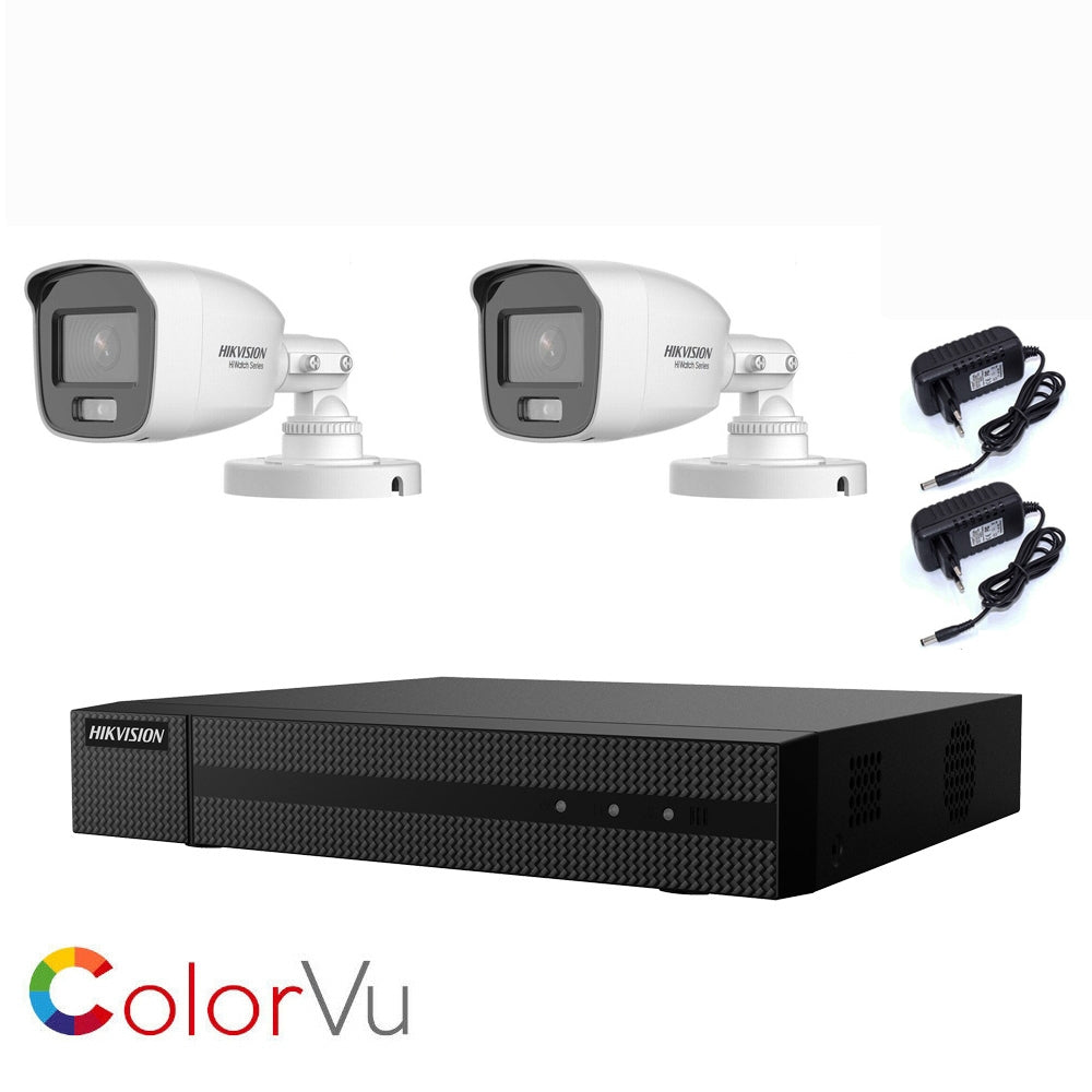 Kit Telecamere Visione Notturna Colori 2 Mpx  Ahd Hikvision