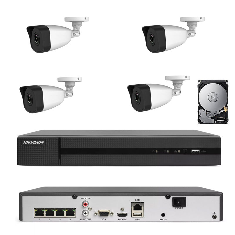 Kit Videosorveglianza Poe 4 Canali Nvr 2 Mpx H265 Cloud Ip Hd 1 Tb Hikvision