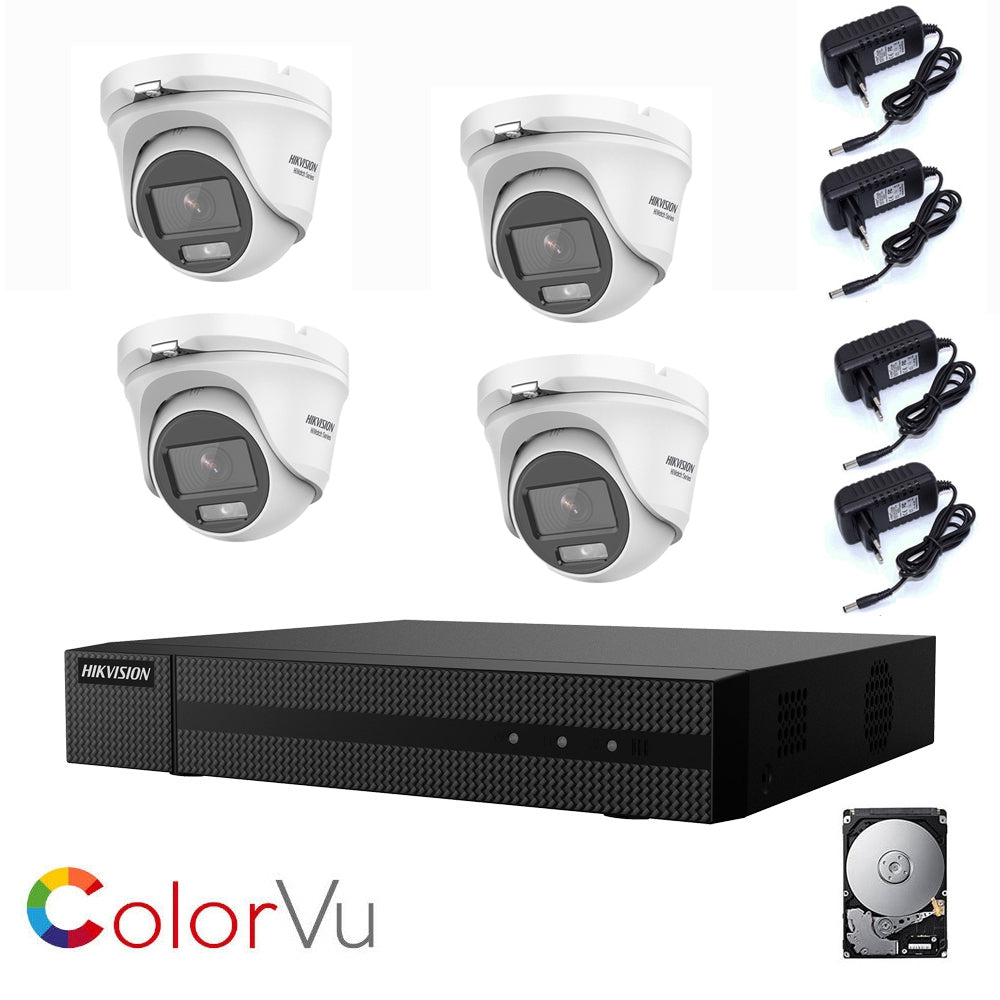 Kit Videosorveglianza Hikvision Full Color 2 Mpx 4 Dome Hd 1 Tb