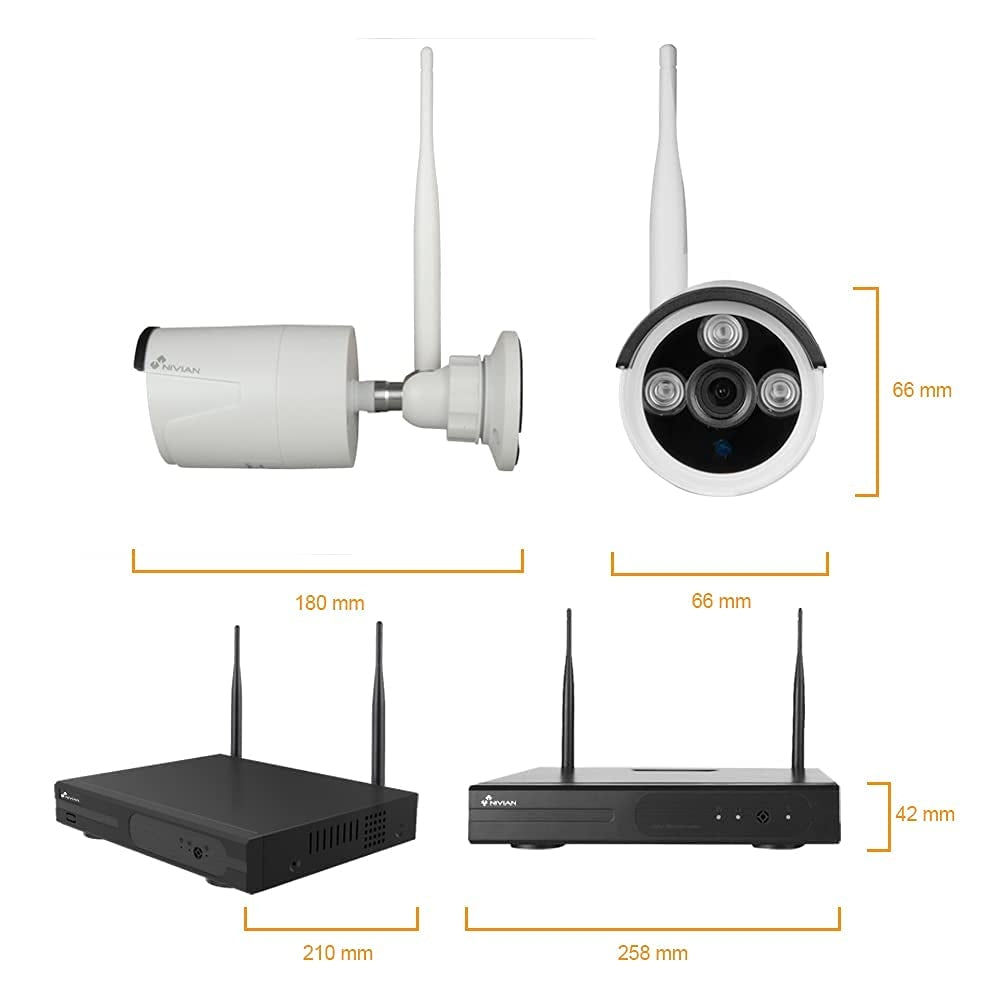 Kit Videosorveglianza Wireless Full Hd Ip 4 Telecamere 3 Mpx Wifi Hd 2 Tb
