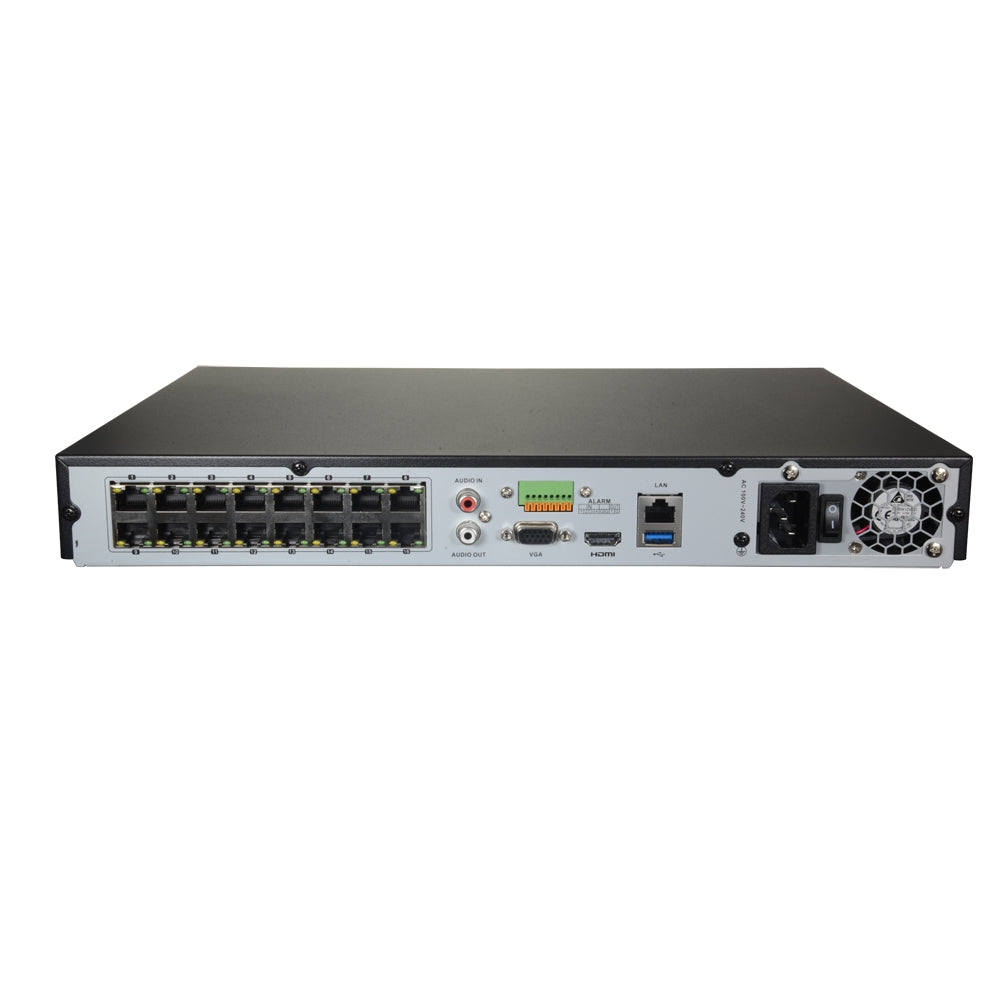 NVR 16 Channels IP Poe Hikvision 8 Mpx 4K Onvif H 265 P2P Cloud HD 2 TB