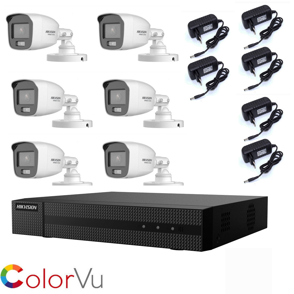 Kit Videosorveglianza 2 Mpx 6 Telecamere Ahd Hikvision Colorvu