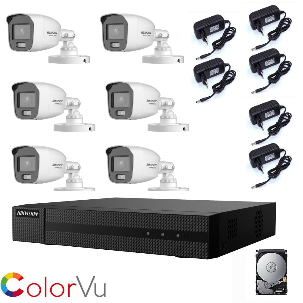 Kit Videosorveglianza Hikvision Dvr 8 Canali 6 Telecamere 2Mp Ahd Hd 1 Tb