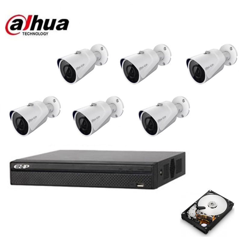 Kit Videosorveglianza Dahua Poe Ip 6 Telecamere 2 Mpx Hd 500 Gb