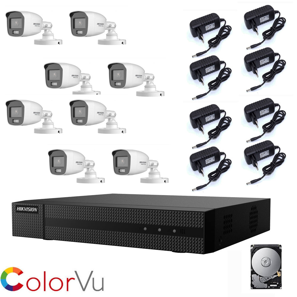 Kit Videosorveglianza Hikvision Full Color  8 Telecamere 2Mp Ahd Hd 1 Tb