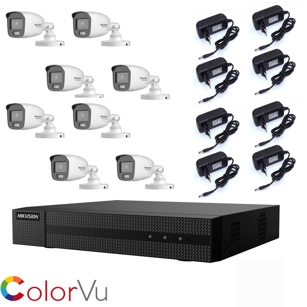 Kit Videosorveglianza 2 Mpx 8 Telecamere Ahd Hikvision Full Color