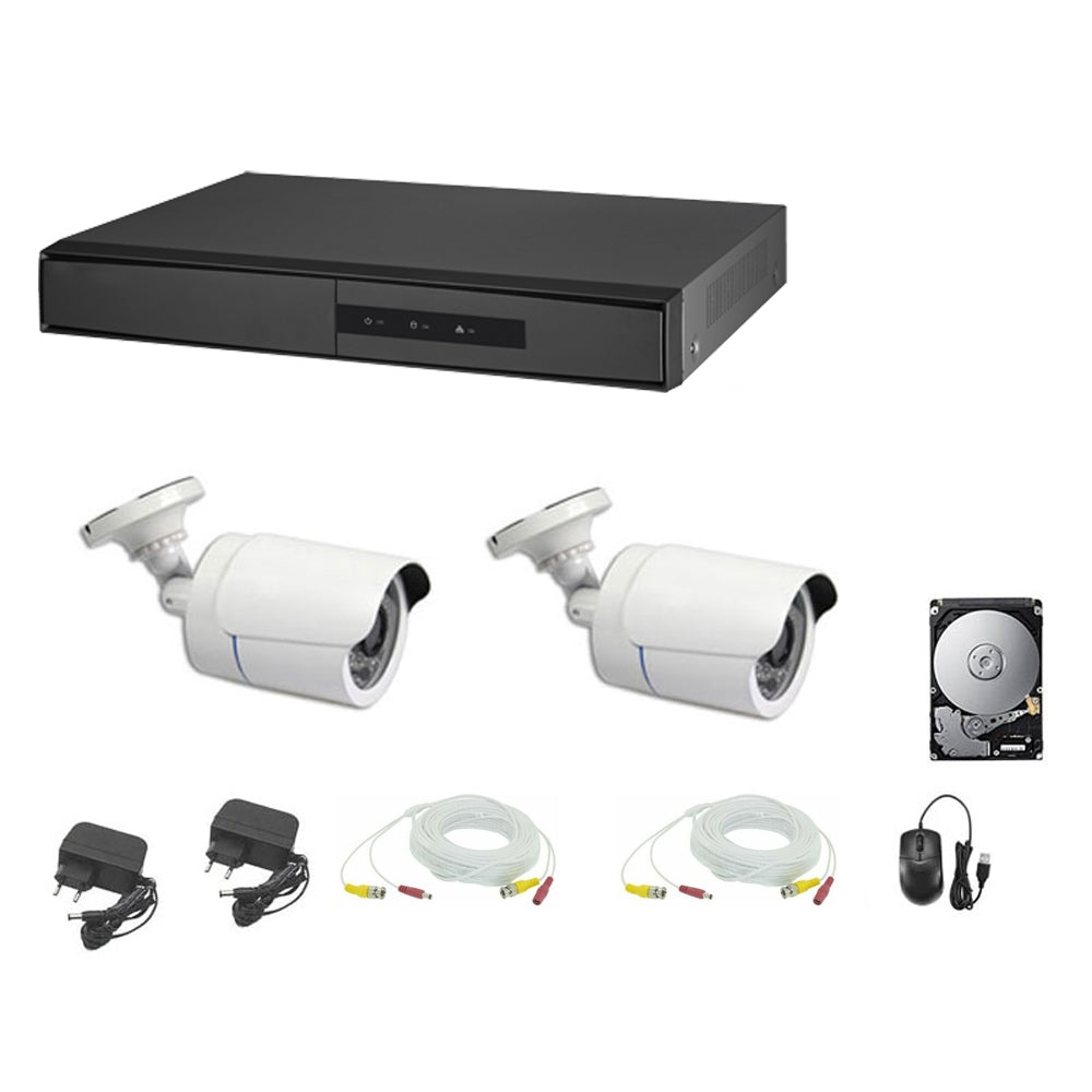 Kit Videosorveglianza 2 Telecamere 5 Mpx Hard Disk 1 Tb Cavi
