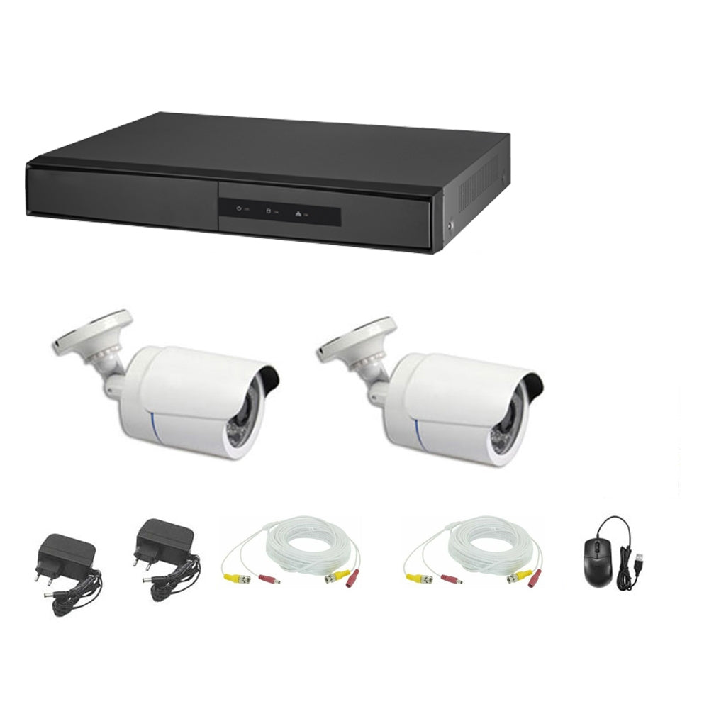Kit Videosorveglianza Ahd Cloud Dvr 4 Canali 2 Telecamere 5 Mpx Cavi