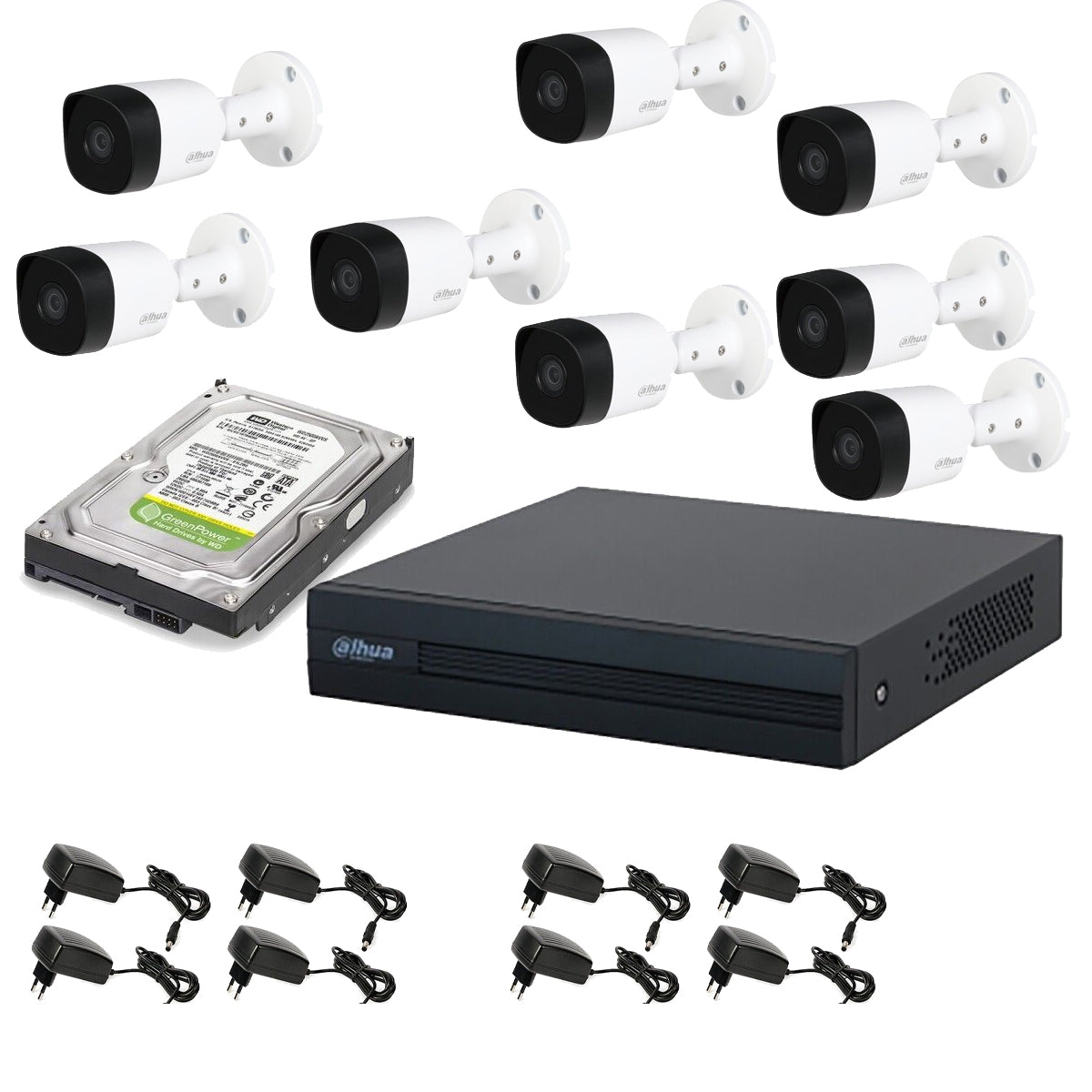 Kit Videosorveglianza 8 Telecamere 2 Mpx Dahua Dvr 8 Canali Hd 1Tb