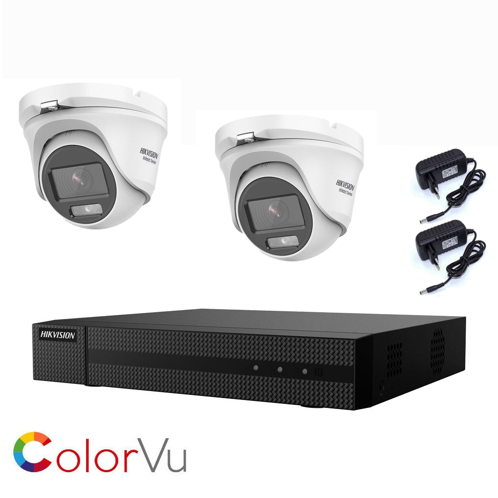 Kit Telecamere Dome Visione Notturna Colori 2 Mpx  Ahd Hikvision