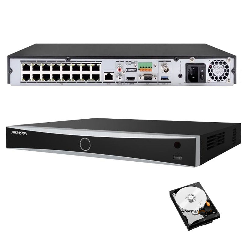 Nvr 16 Canali Ip Hikvision 4K Onvif H 265 12Mpx 16 Porte Poe Acusense 4K Ai Hd 2 Tb