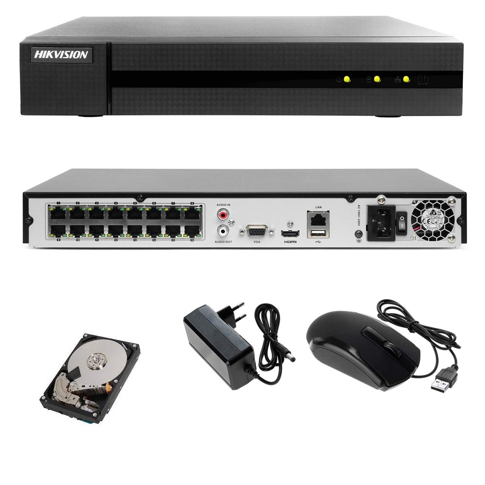 Nvr 16 Canali Poe Hikvision 8.0 Megapixel Onvif Ip Hwn-4216Mh-16P Ai P2P  Hd 1 Tb