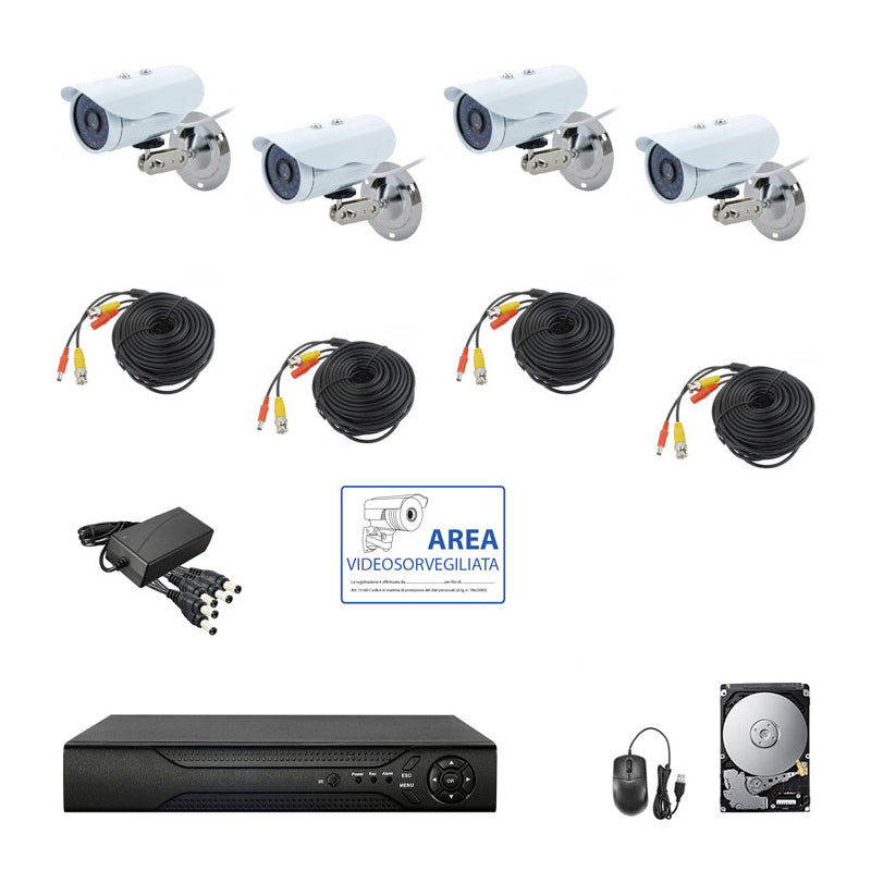 Kit Videosorveglianza Ahd Ip Cloud Dvr 4 Canali 4 Telecamere Hd Ir 5 Mpx Hd 320Gb