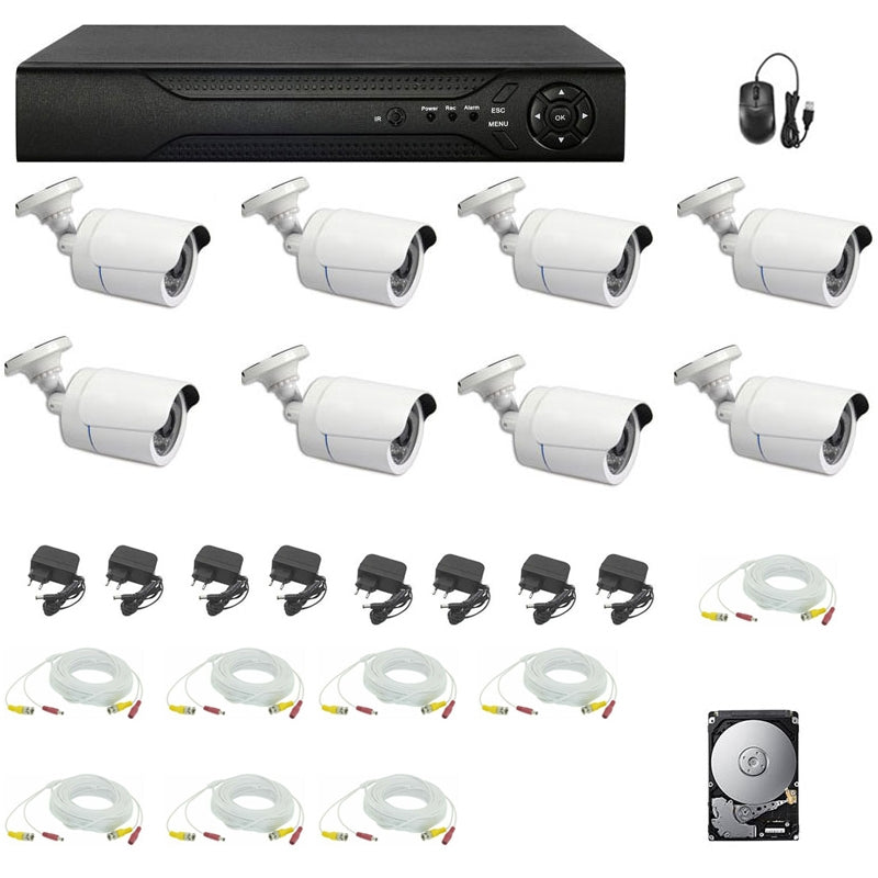 Kit Videosorveglianza 8 Telecamere Ahd 5 Mpx Hd 2 Tb Cavi Dvr 8 Ch