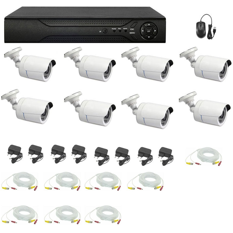 Kit Videosorveglianza Ahd 8 Telecamere 5 Mpx Cavi 20 Metri Dvr 8 Canali