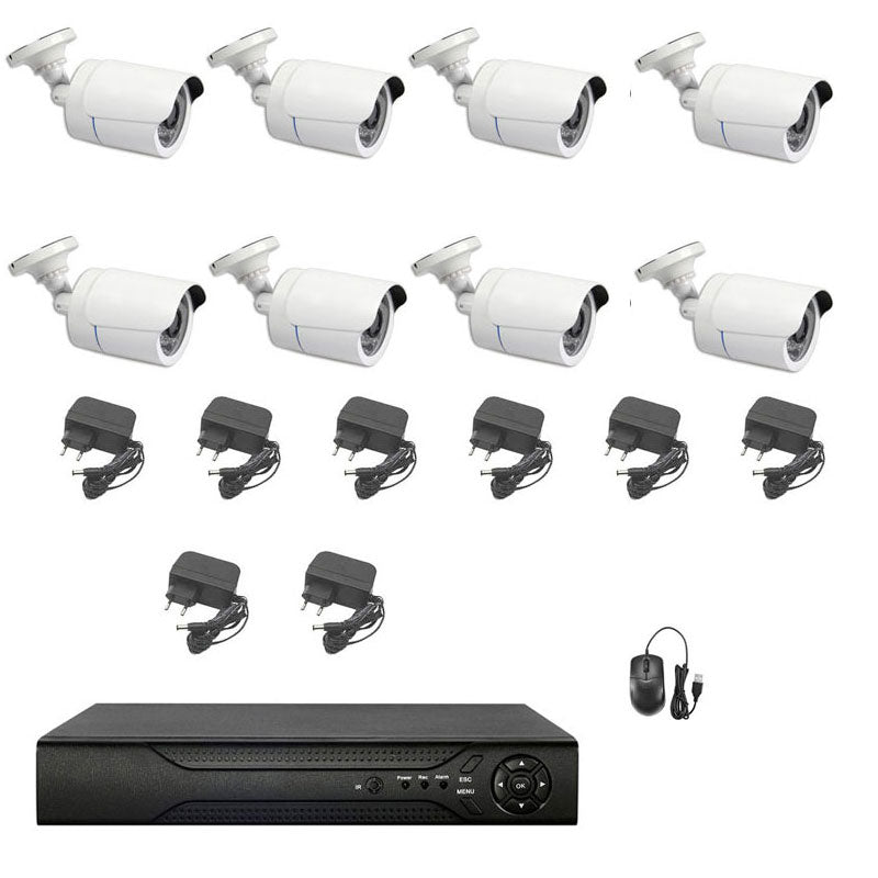 Kit Videosorveglianza Ahd 8 Telecamere Ahd Infrarossi 5 Mpx Ip Dvr 8 Canali