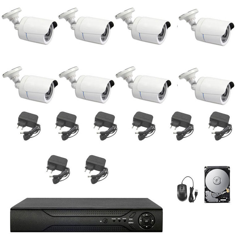 Kit Videosorveglianza Ahd 8 Telecamere Ahd Infrarossi 5 Mpx Ip Hd 2 Tb